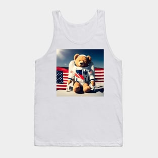 Teddy in a Space suit sitting on a deck chair on the Moon Tank Top